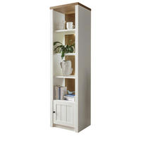 REGAL weiß Pinie, Eiche hell Landhaus, Standregal 50 x 198 cm - Eichefarben/Schwarz, Holzwerkstoff/Metall (50/198/43cm) - Furn.Design