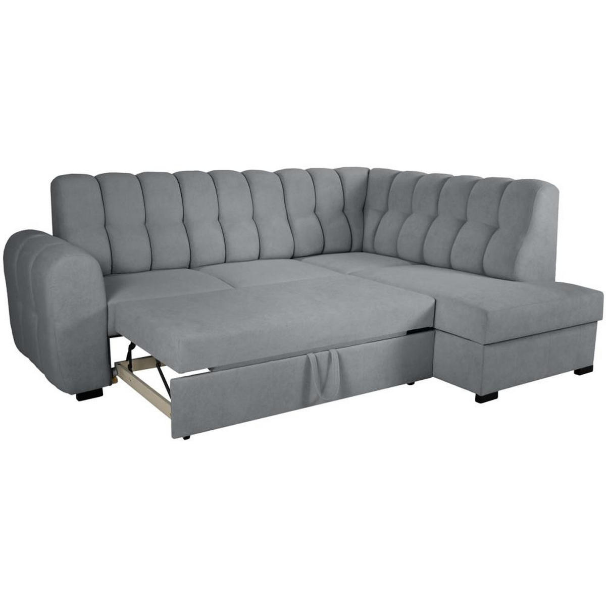 ECKSCHLAFSOFA Zoja rechts grau - Schwarz/Grau, Textil (261/193cm) - Beautysofa