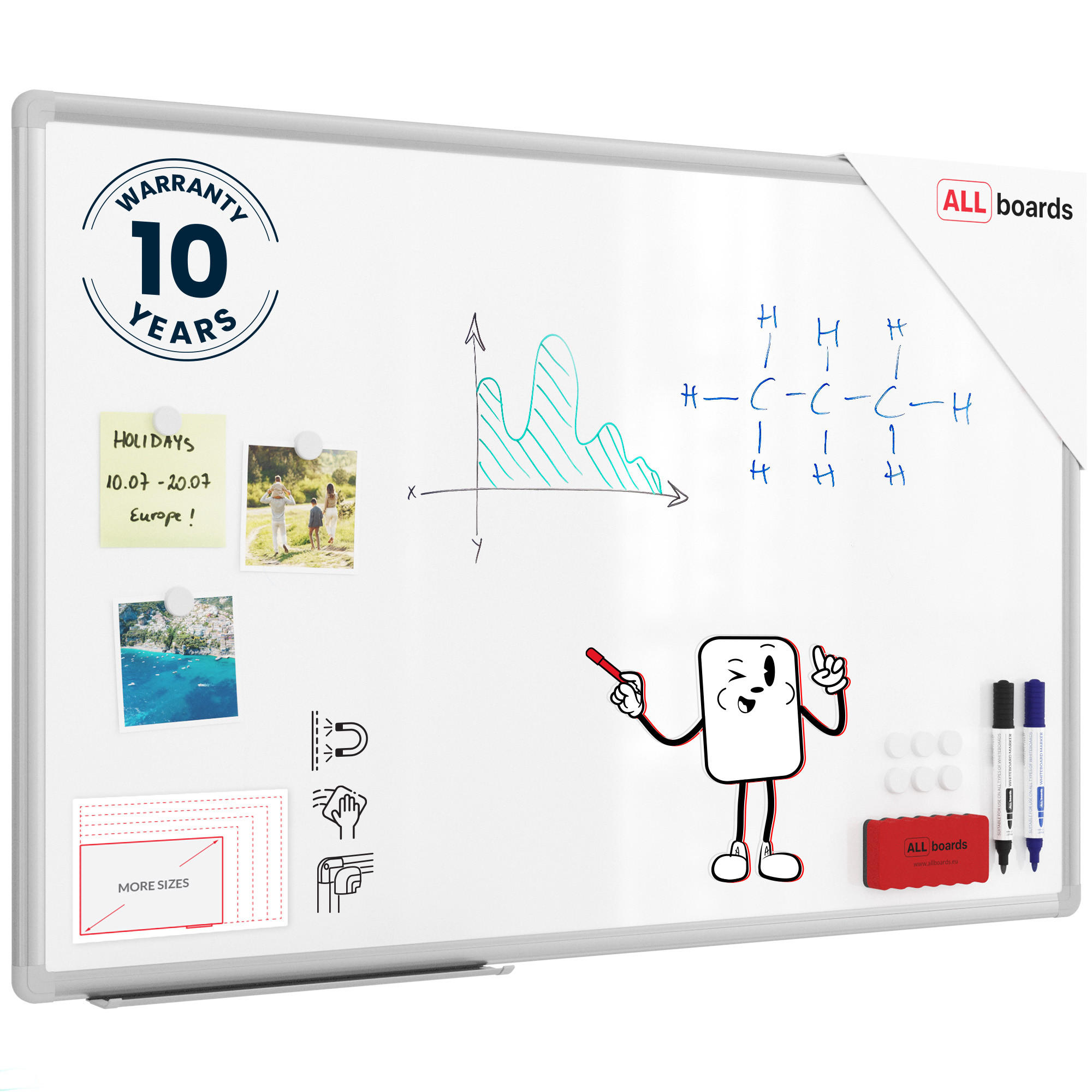WHITEBOARD 90x60cm Magnetisches PREMIUM EXPO Alurahmen - Weiß, Metall (90/60/1.6cm) - ALLboards