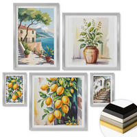 WANDBILDER 5er Set - 50x50 cm & 20x30 cm & 40x60 cm Silberner Rahmen - Zitrusbaum im Fenster am Meer - Silberfarben, Kunststoff (40/60cm) - ArtPrintCave