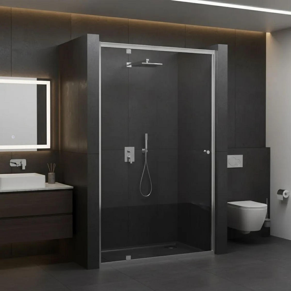 DUSCHTÜR Rea Primo Swing 80 Chrome - Chromfarben, Metall (80/190cm) - REA