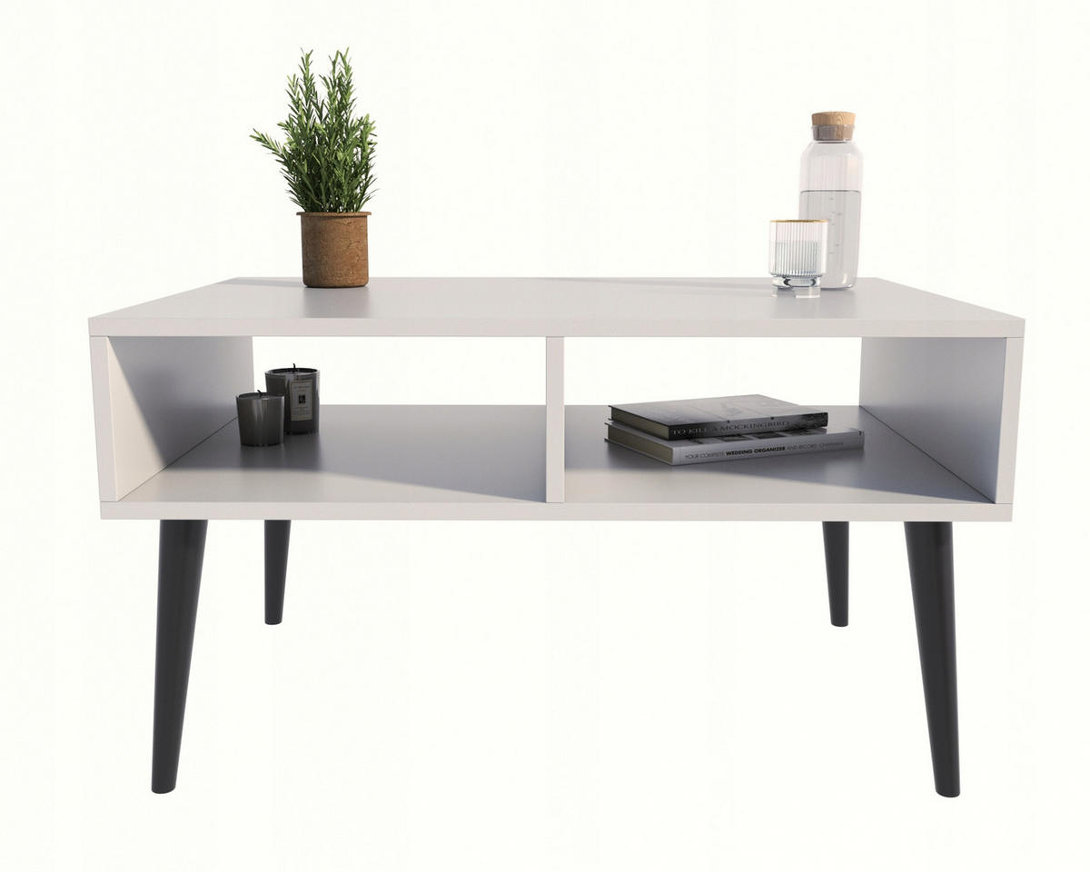 COUCHTISCH Isla Weiß-Schwarz 100/50/46 cm - Weiß, Holzwerkstoff (50/100/46cm) - Matkam Möbel