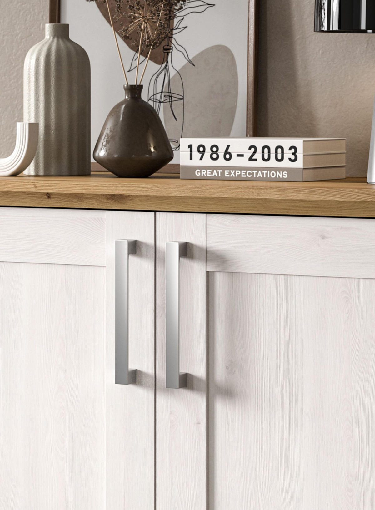 KOMMODE Verona in Sibiu Lärche Nachbildung und Artisan Eiche Nachbildung B/H/T: 95x92x39 cm - Lärchefarben, Holzwerkstoff (90/88/37cm)