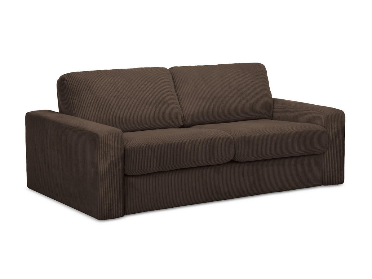 3-SITZER SOFA mit Schlaffunktion Cord Stoff Braun - Schwarz/Braun, Kunststoff/Textil (195/80/100cm) - Makamii