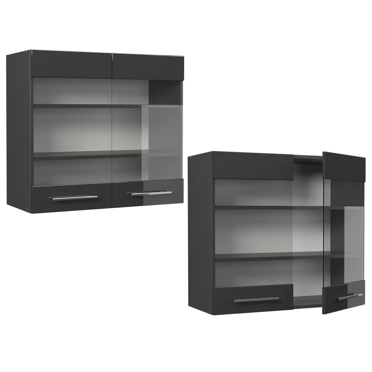 Schwarz Hochglanz/Anthrazit, Holzwerkstoff (80/72/34.1cm) - Vicco