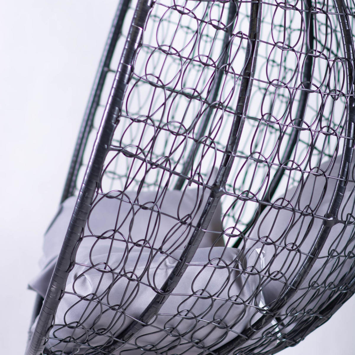 HÄNGESESSEL Cobe Schwarz, Grau Kissen, Garten Hängesessel Kokon aus Technorattan - Schwarz/Grau, Kunststoff/Metall (107/198/68cm) - Bettso