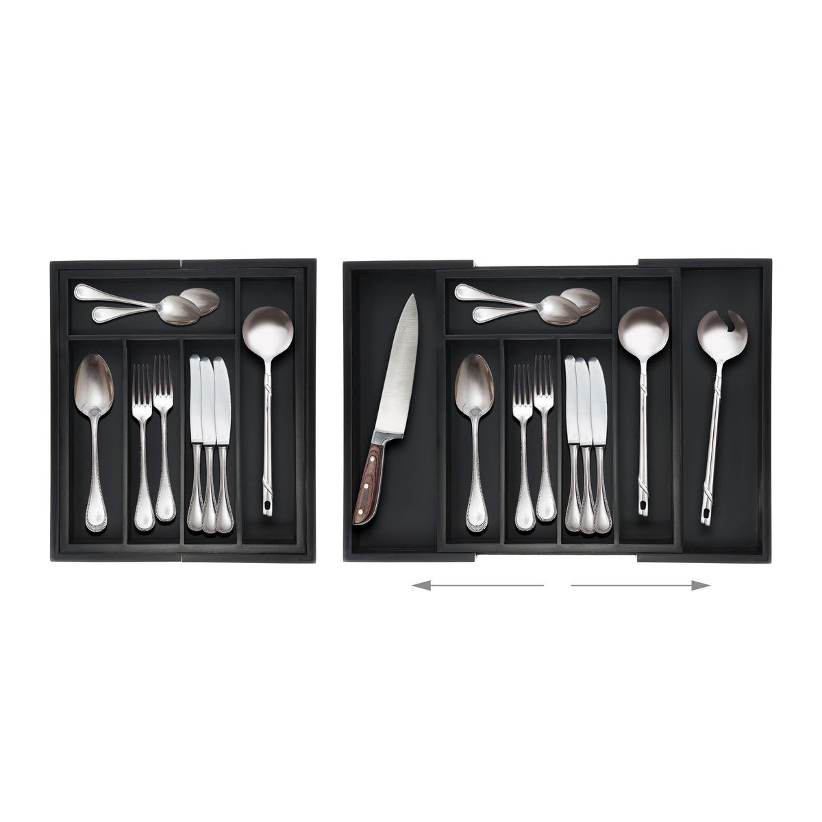 BESTECKKASTEN - Schwarz, Holz/Holzwerkstoff (48/5/33.5cm) - Relaxdays