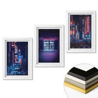 WANDBILDER 3er-Set - 20x30 cm Weißer Rahmen - Neon-Eingang zur nächtlichen Stadt - Weiß, Kunststoff (20/30cm) - ArtPrintCave