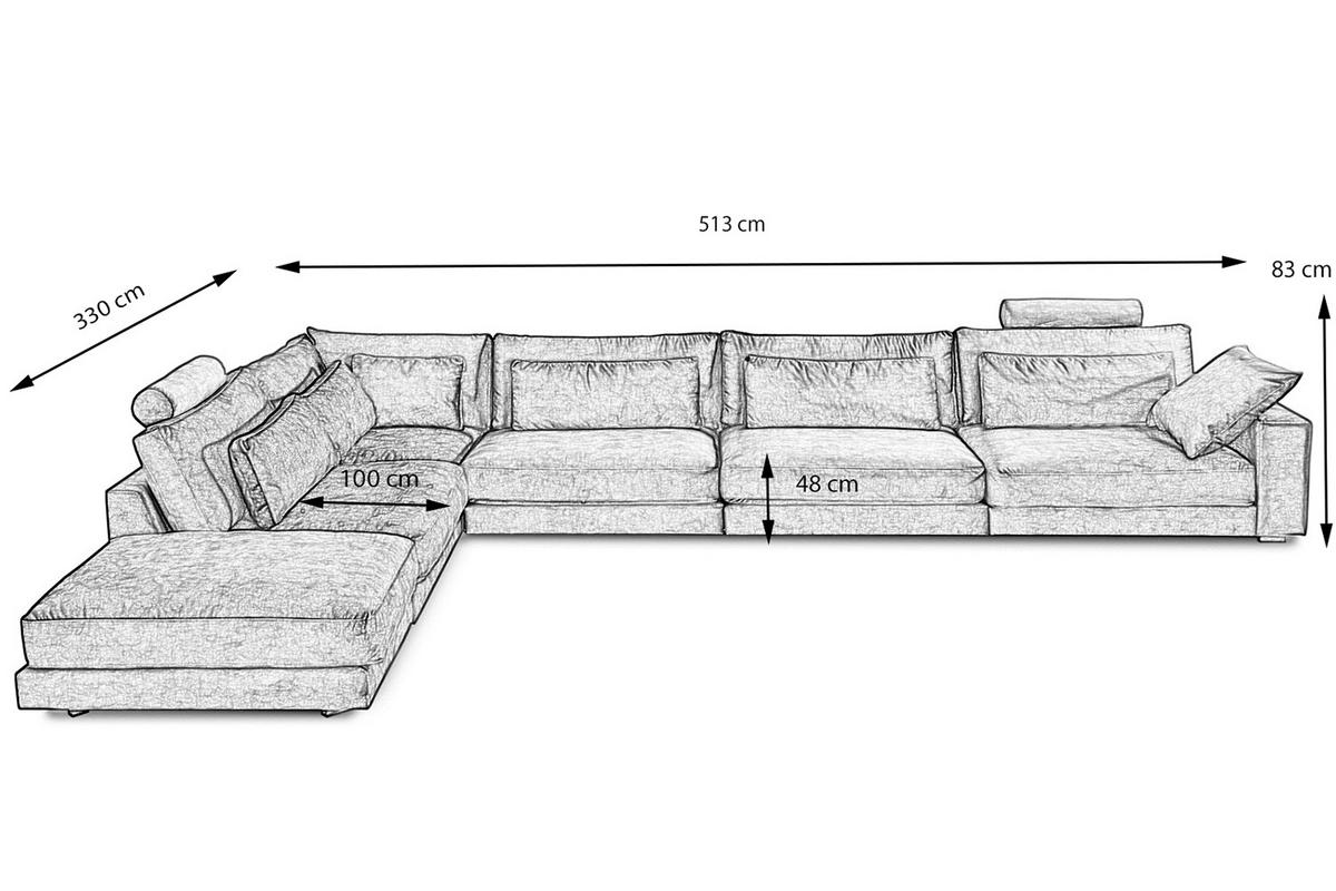 ECKSOFA ETICO Braun Velvet - Dunkelbraun/Schwarz, Textil (513/330cm) - KAWOLA