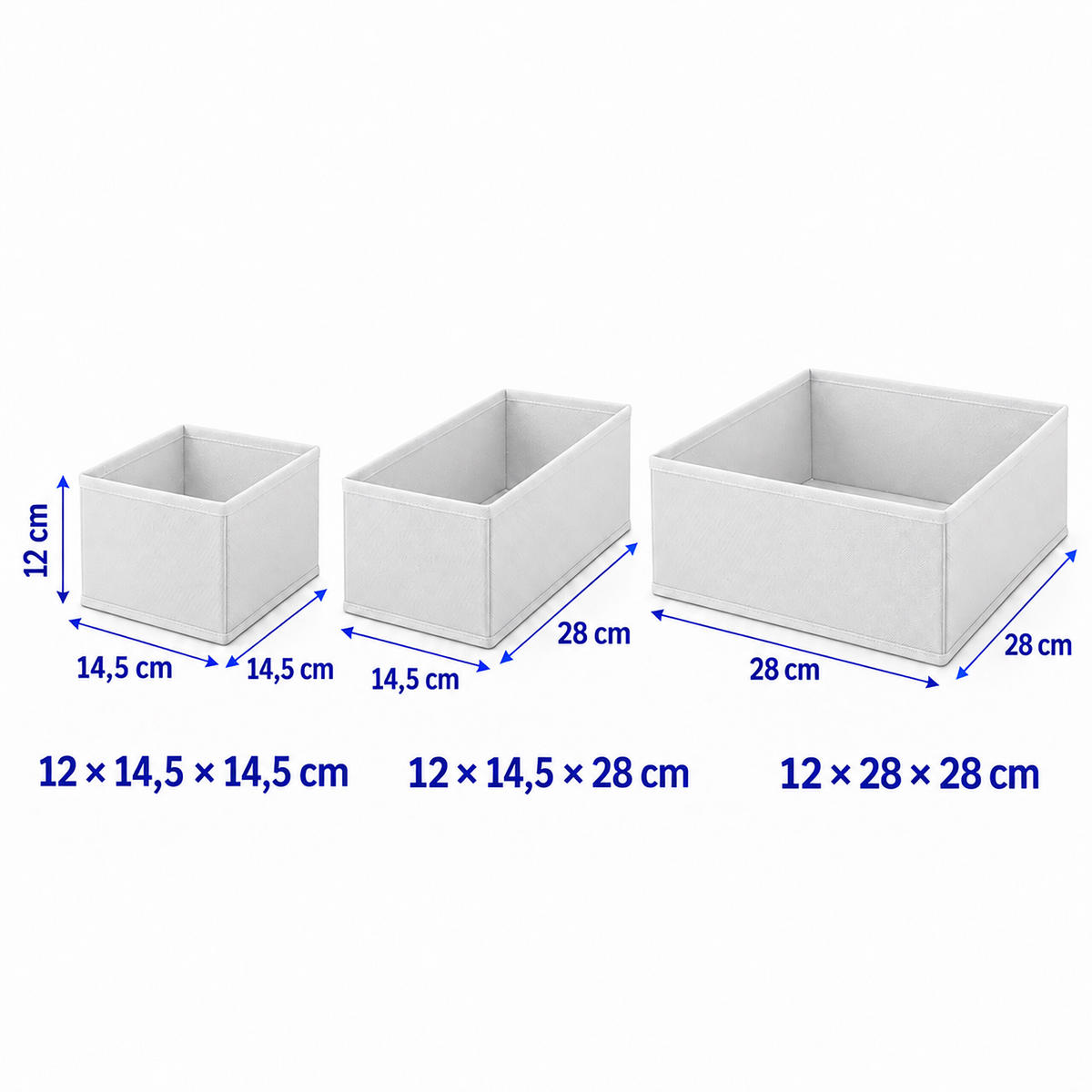LÅDINSATS Vit 16-delars-set - Vit, Papper/Textil (28/12/28cm) - Relaxdays