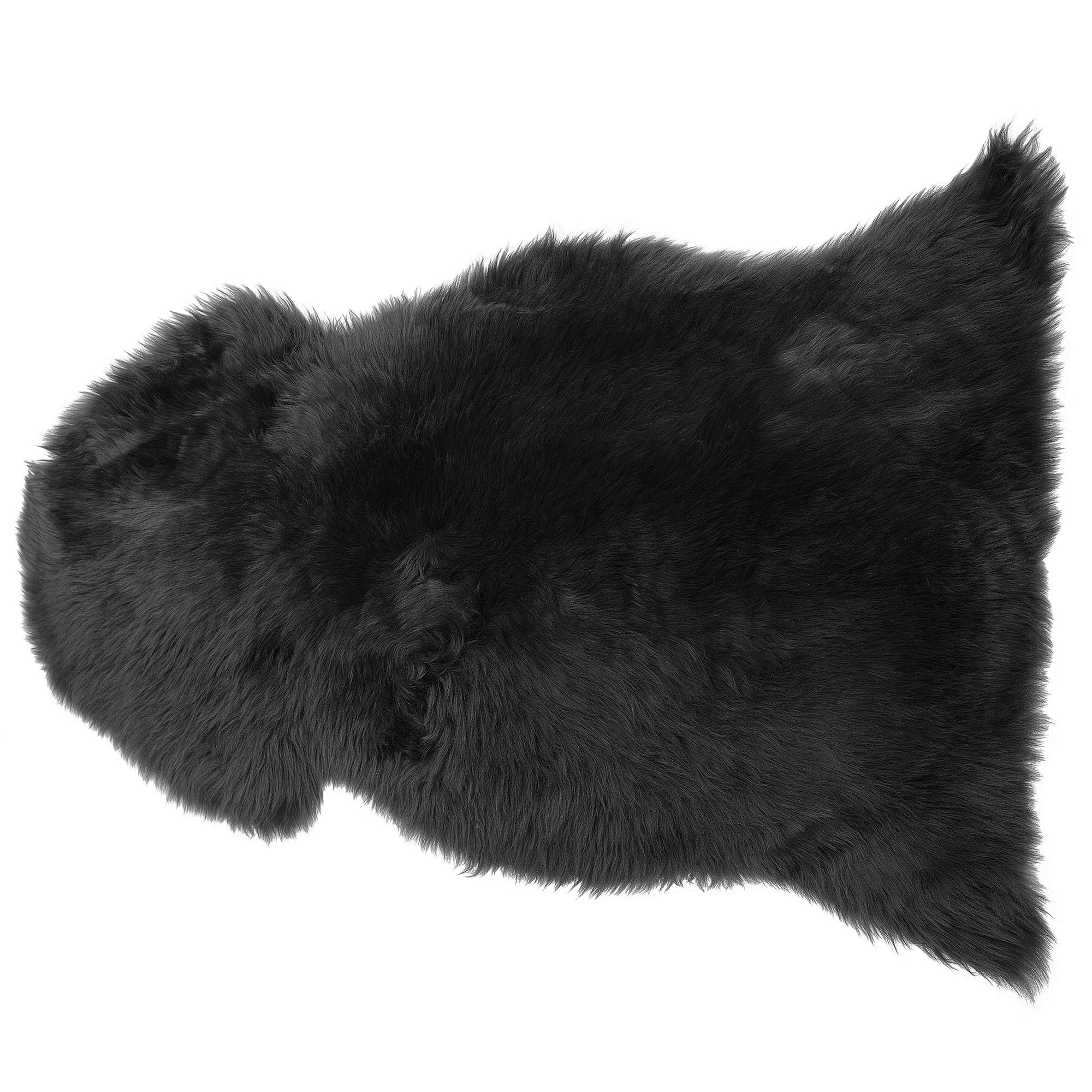 SHAGGY-SCHAFFELL Uluru 100/110/65 cm - Schwarz, Fell (65/100cm) - Beliani
