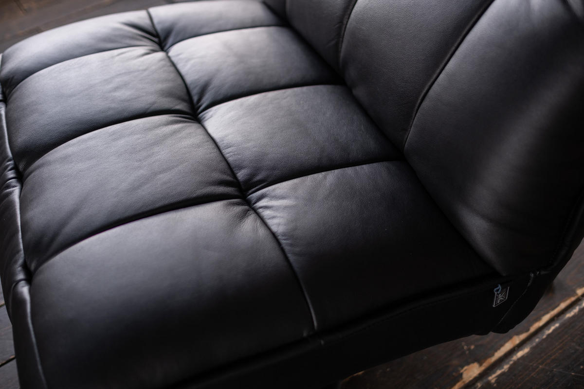RELAXSESSEL MIKO Schwarz Leder - Schwarz, Leder/Metall (75/115/94cm) - KAWOLA