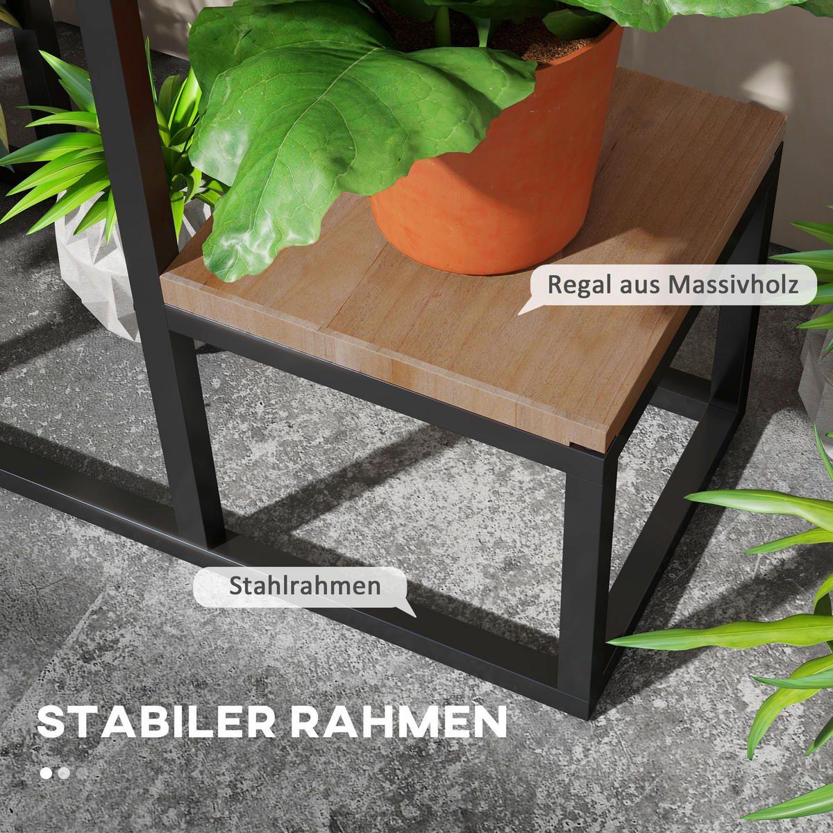 PFLANZREGAL, Braun - Braun, Metall (20/74/80cm) - Outsunny