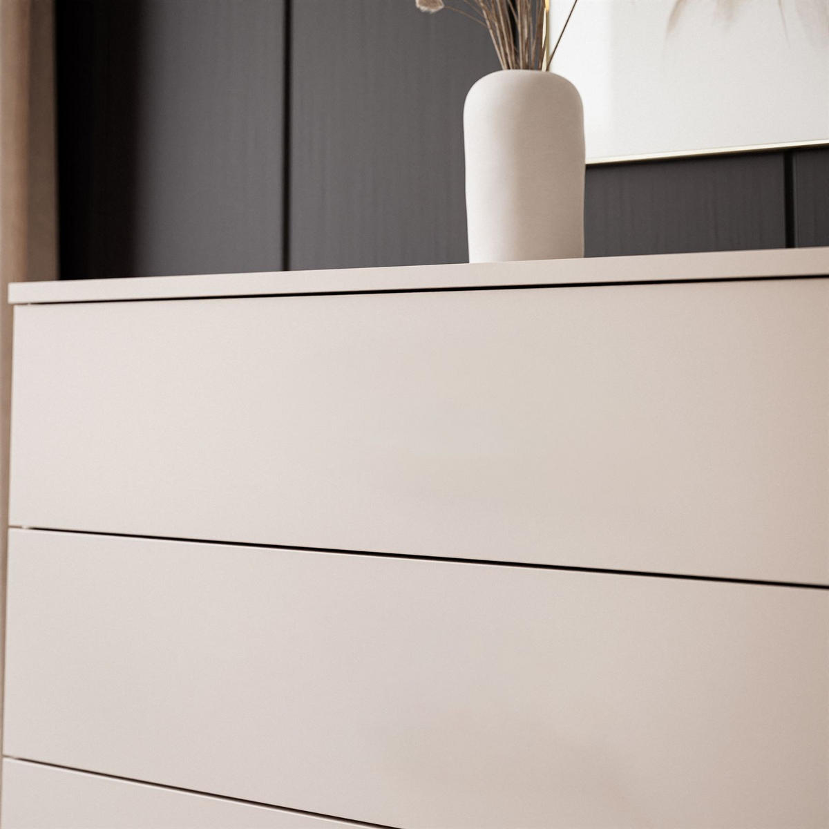 KOMMODE LINA KASCHMIR II 1D4S mit LED-Beleuchtung Push-Open-System - Kaschmir/Beige, Holzwerkstoff (138/84/40cm) - Lookway