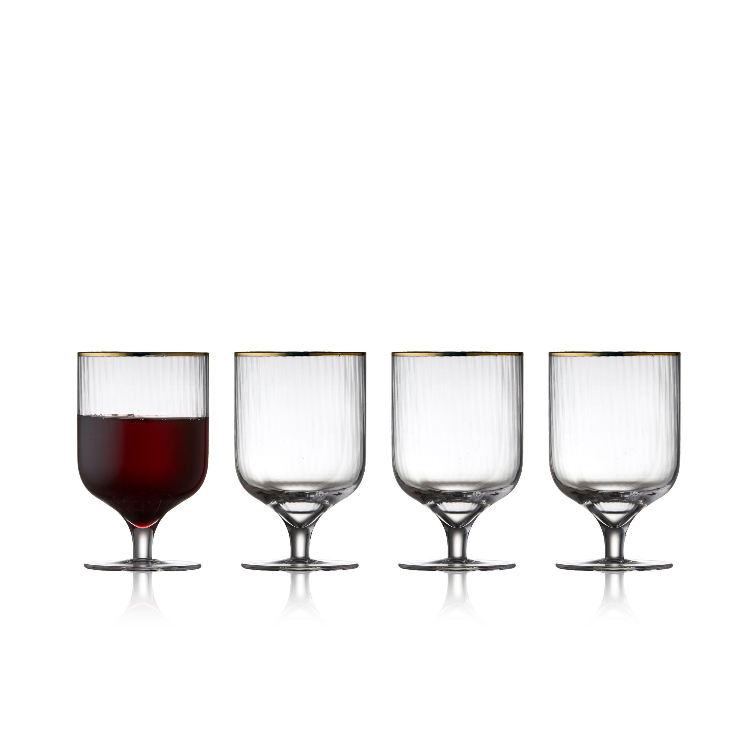WEINGLAS Palermo Gold 4er Set, Glas mit Goldkante, Klar, 300 ml - Transparent, Glas (0.3L) - Lyngby Glas