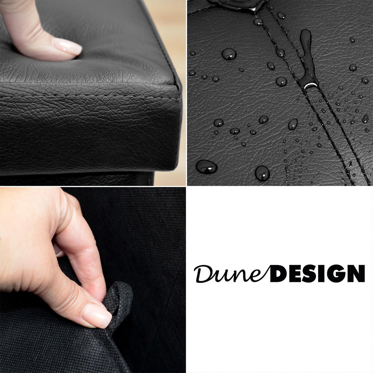 SITZBANK mit Stauraum, 110 cm, 120 Liter, Schwarz - Schwarz, Kunststoff (38/38/110cm) - Dunedesign