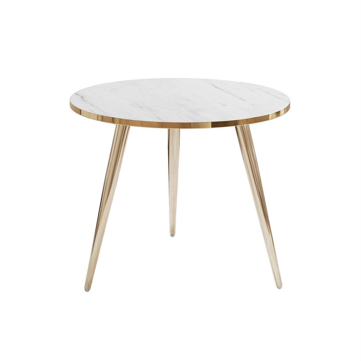 COUCHTISCH SOLEIL GOLD Weiß Marmor, 50cm - Weiß, Holzwerkstoff (70/50/47cm) - Lookway