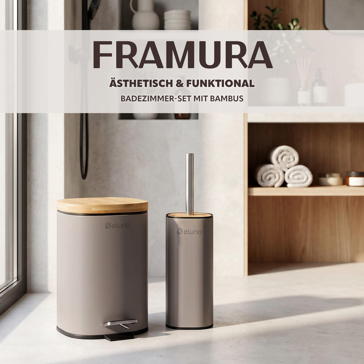 BADEZIMMER-SET FRAMURA 2tlg., braun - Braun, Metall (18.5/27.5/23cm) - eluno