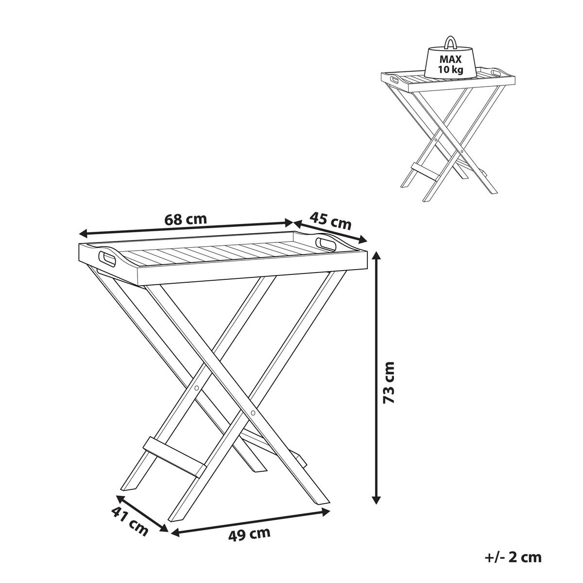 GARTENTISCH Massivholz Dunkler Holzfarbton Toscana - Dunkelbraun, Holz (68/45/73cm) - Beliani