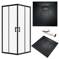 DUSCHSET Hela Vidar Schwarz/Transparent, 2-teilig, quadratisch, 80/80/193 cm - Schwarz, Glas (80/80/193cm) - bad land