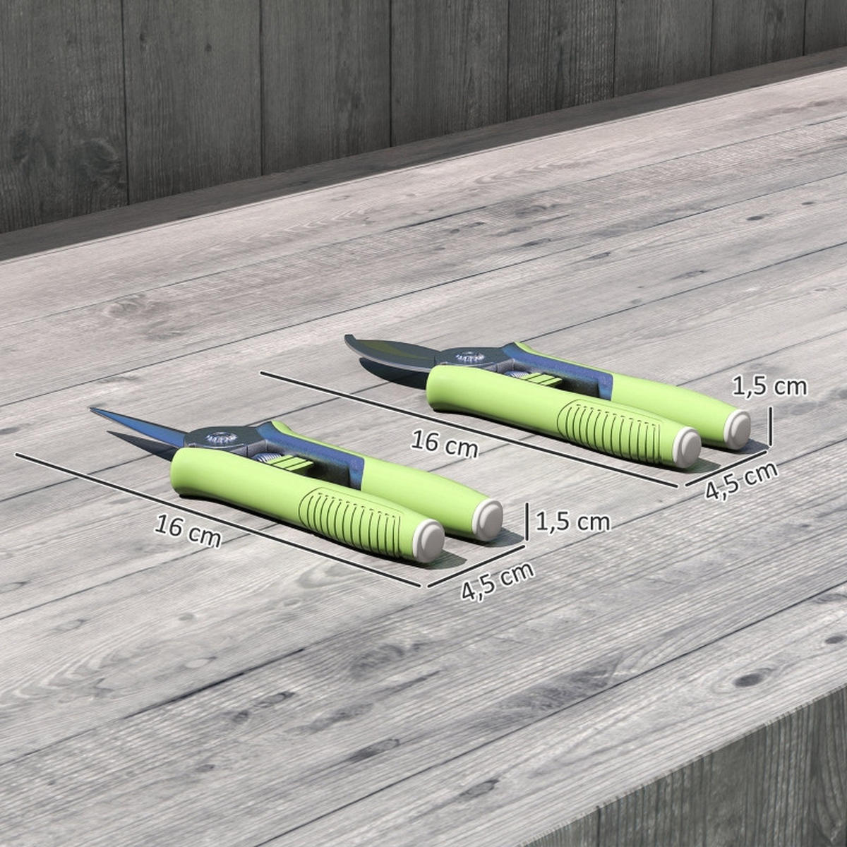 GARTENSCHERE 2 Stück Edelstahl Grün+Silber - Grün, Metall (4.5/1.5/16.5cm) - Kaket