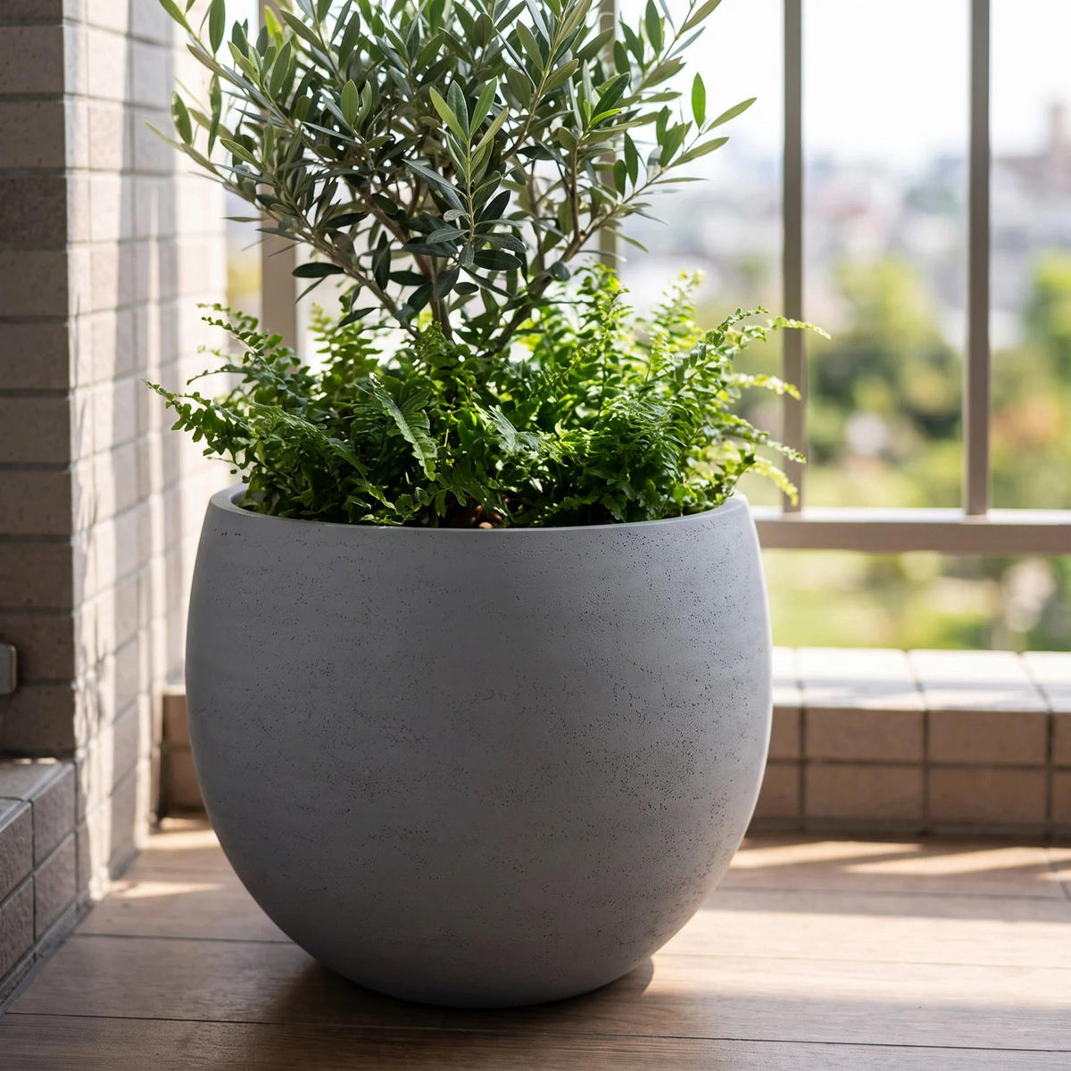 PFLANZTOPF Sandro grau | 36X31 - Grau, Kunststoff (31cm) - aplanta
