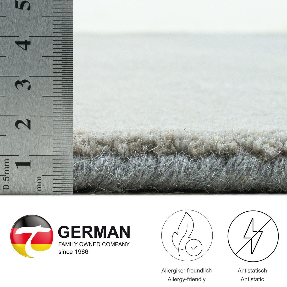 TUFTTEPPICH Wool Comfort 190x290 cm - Grau, Textil (190/290cm) - THEKO