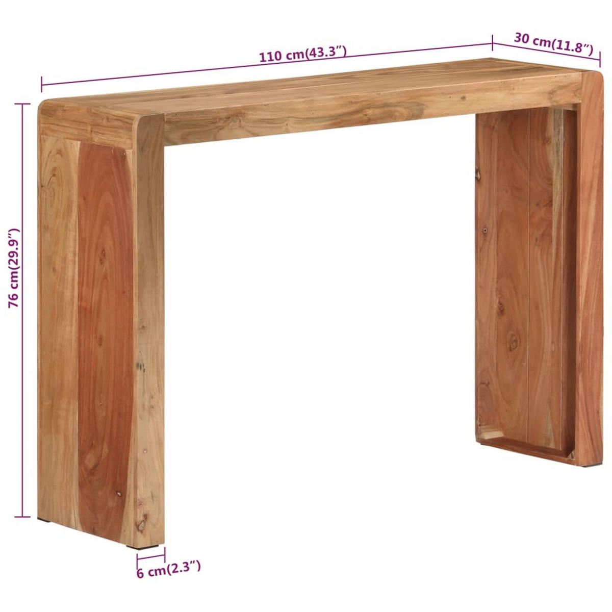 KONSOLENTISCH 110/30/76 Cm Massivholz Akazie - Braun, Holz (110/30/76cm) - vidaXL