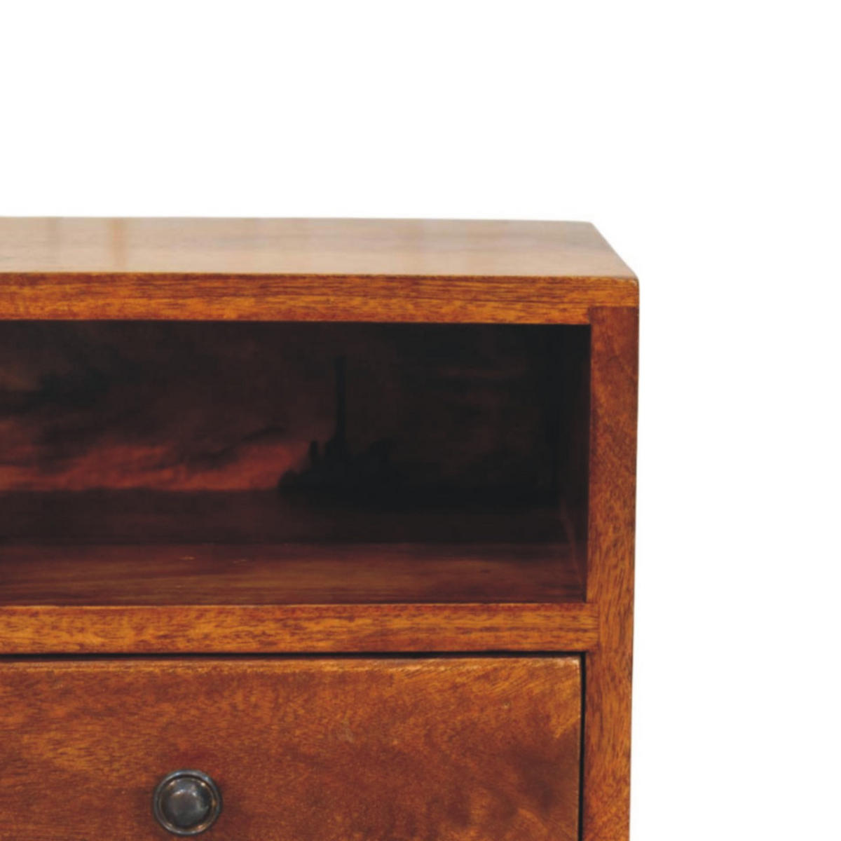 NACHTTISCH Massivholz Solis Chestnut Wand-Nachttisch, 1 Schublade, 1 offenes Fach, dunkelbraun - Messingfarben/Braun, Holz/Metall (30/24/25cm) - Artisan Furniture