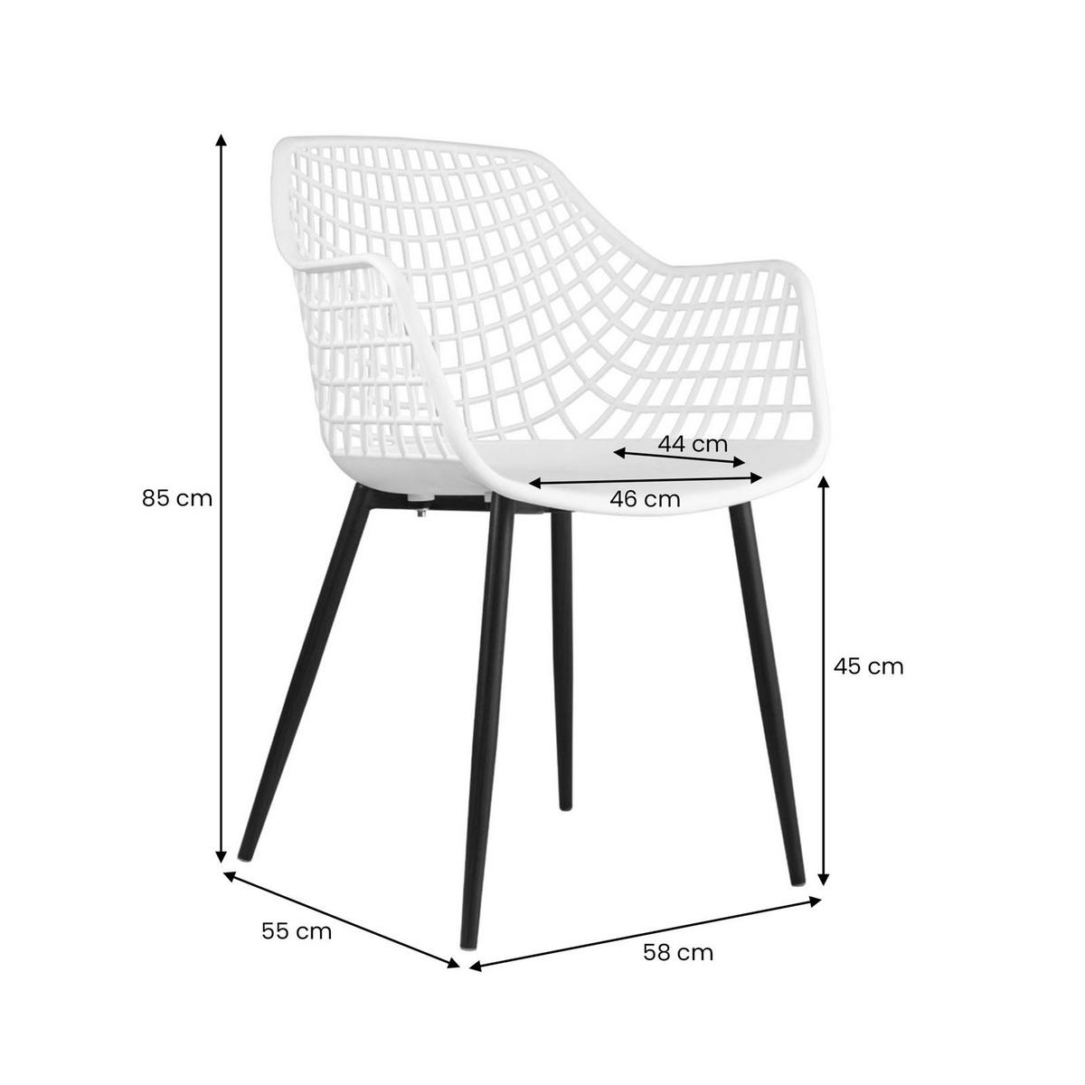 GARTENSTUHL LUCIA 4ER-SET - Weiß, Textil (58/85/55cm) - IDIMEX