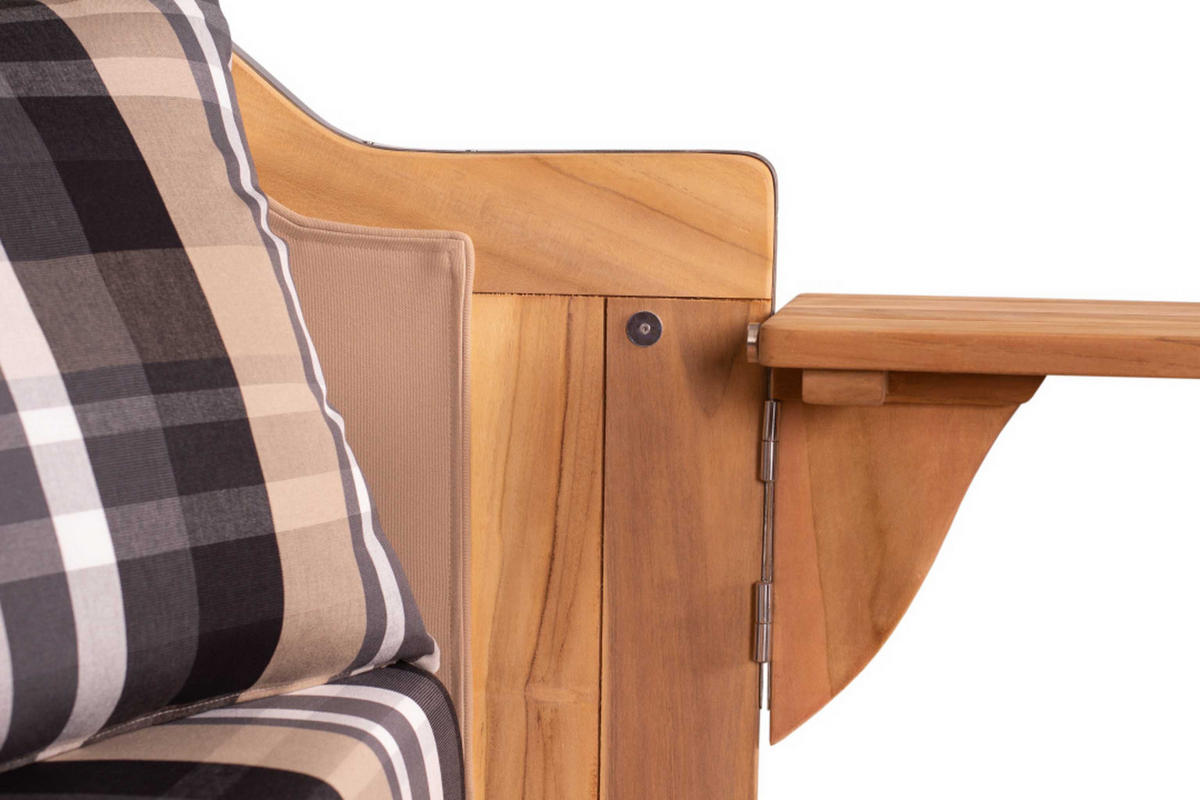 STRANDKORB Baltikum Teak 2,5 Sitzer - Braun/Grau, Holz/Metall (142/170/95cm) - Mr. Deko