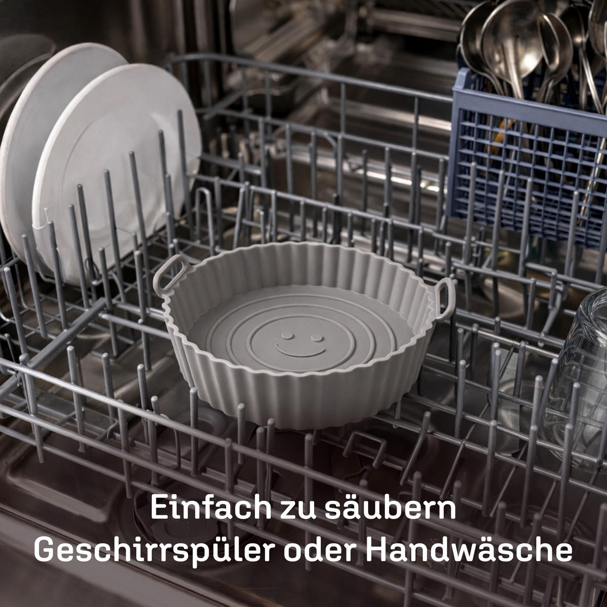 BACKFORM Air Fryer - Heißluftfritteuse 2er Pack - Ø20x5,5cm - Grau, Kunststoff - Bestlivings