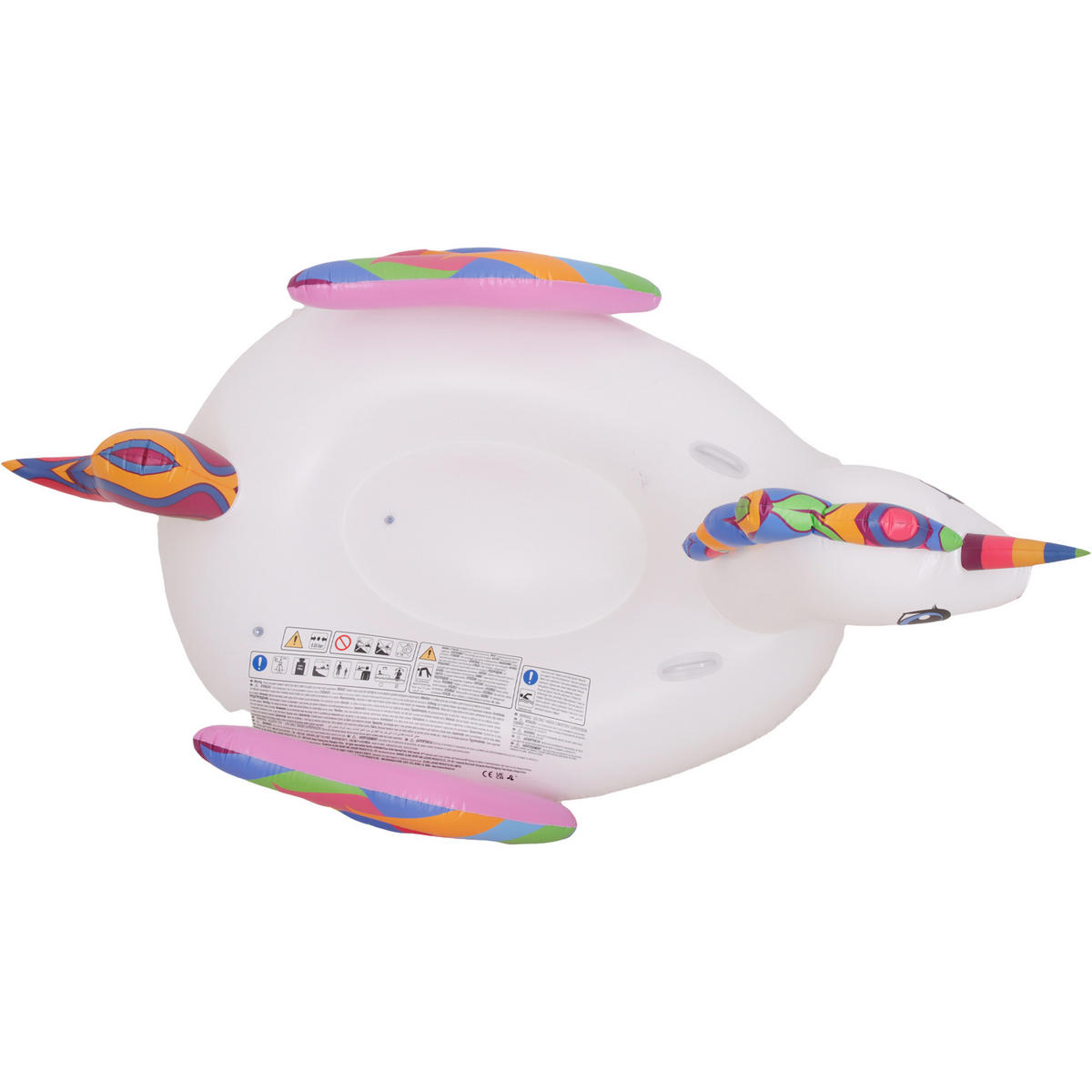 SCHWIMMTIER Einhorn 222 x 132 x 123 cm mit Haltegriffen - Multicolor, Kunststoff (222/132/123cm) - Avenli