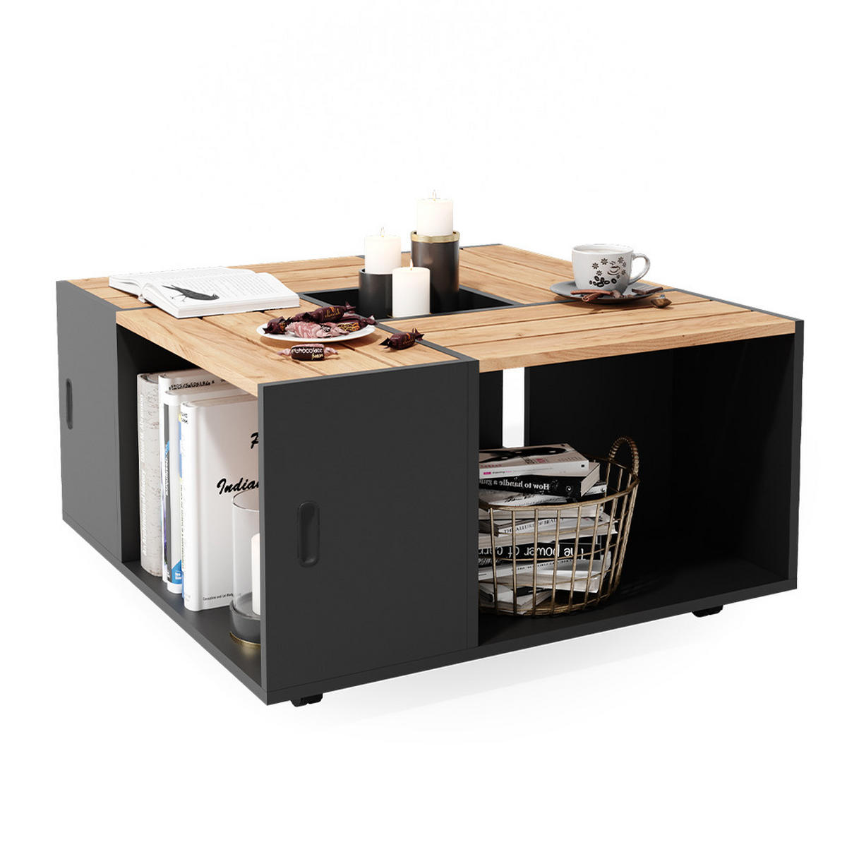 COUCHTISCH Anton Anthrazit 80 x 80 cm - Anthrazit, Holzwerkstoff (80/80/43cm) - Vicco