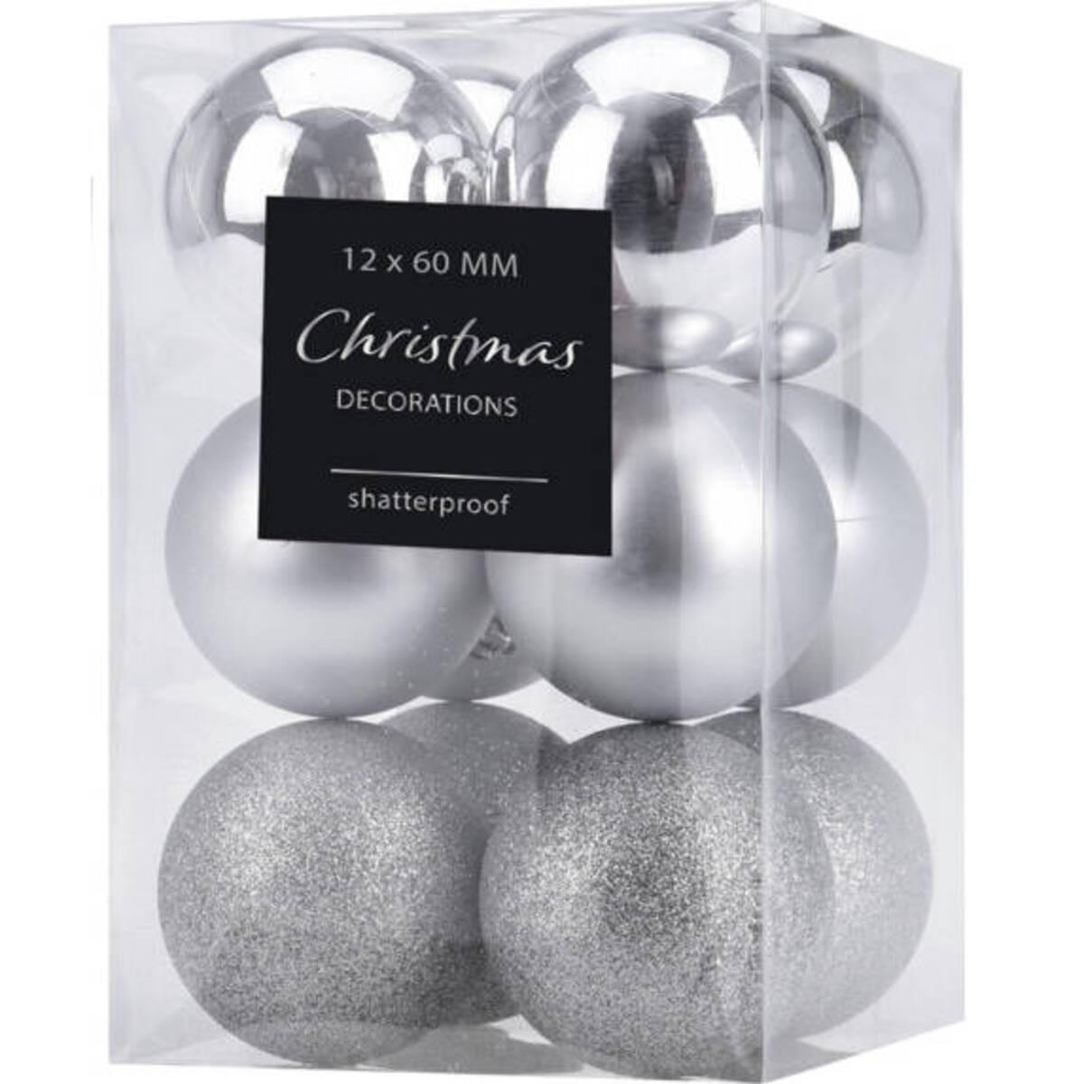 WEIHNACHTSKUGELN 12er-Set Ø 6 cm - Silberfarben, Kunststoff (11.8/17.7/11.8cm) - Home Styling Collection