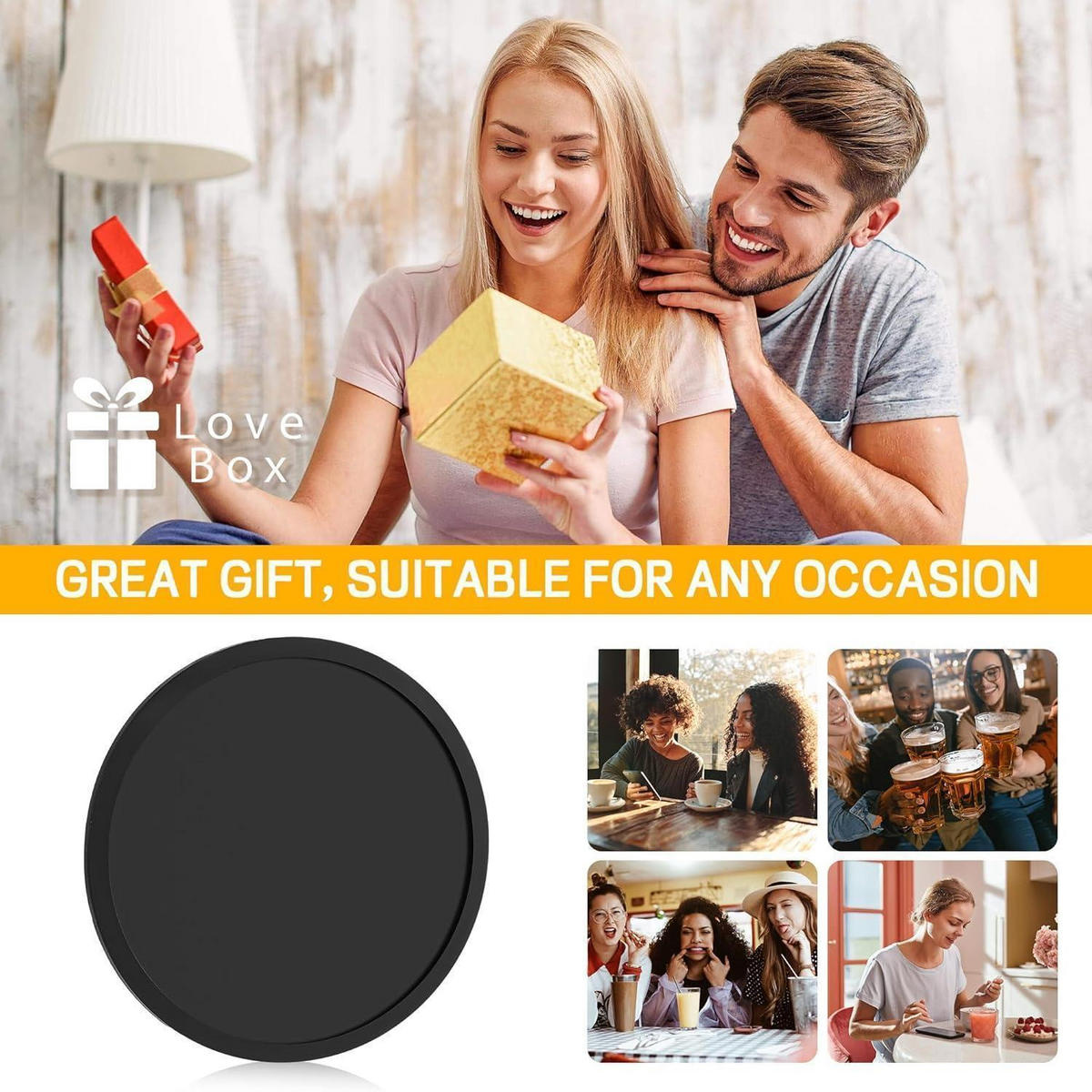 UNTERSETZER 12er Set Schwarz 10 cm - Schwarz, Kunststoff (10/10cm)