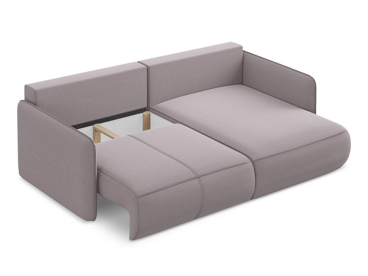 ECKSOFA mit Schlaffunktion Samt Stoff Violett - Lila/Flieder, Kunststoff/Textil (207/148cm) - Makamii