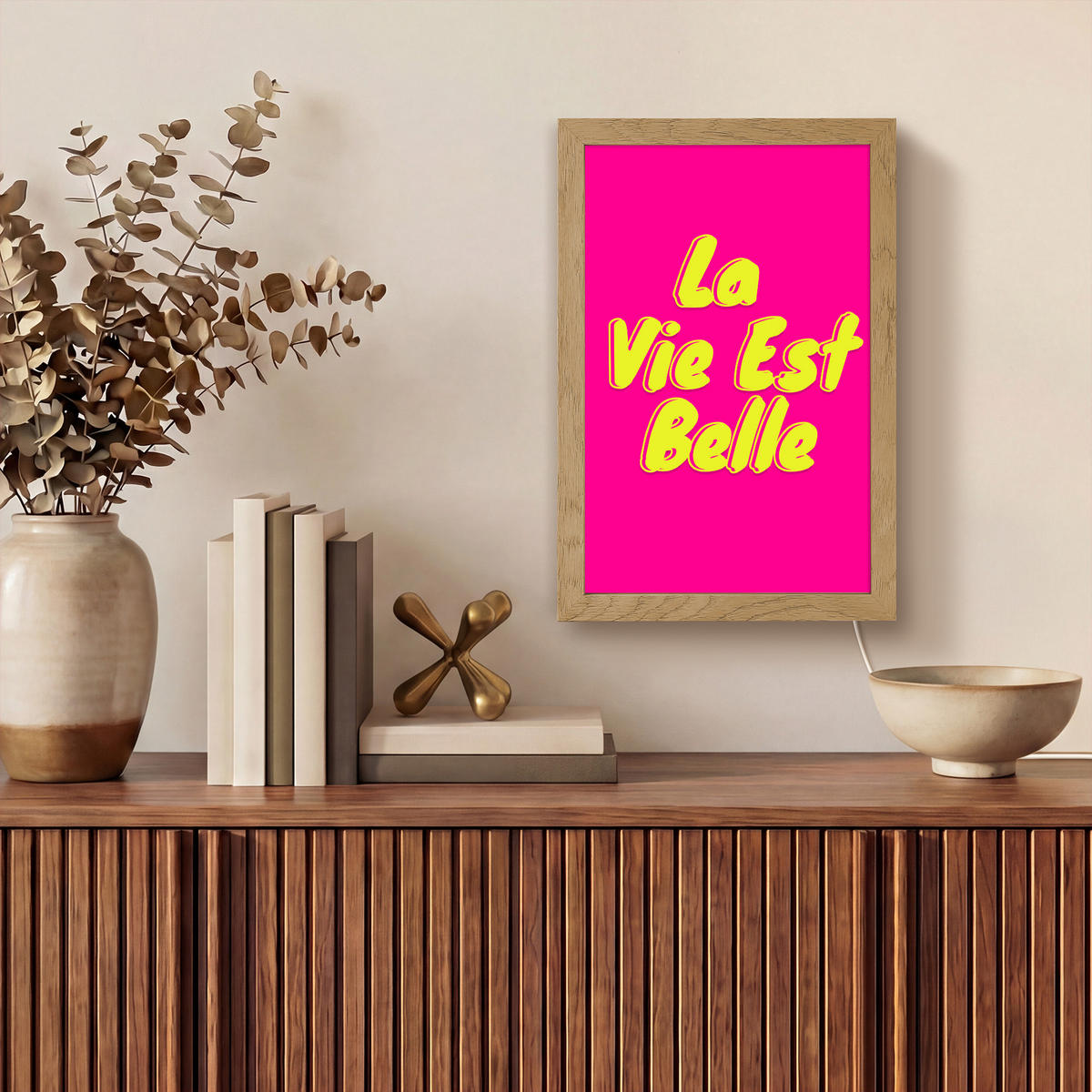 NÁSTĚNNÁ LAMPA Citace - Retro - Pink 20x30 cm - růžová, kompozitní dřevo (20/30/8cm) - OnlyWow