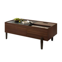 COUCHTISCH mit Schubladen & Glasplatte, MDF dunkelbraun, silbergraue Metallbeine, 105/50/41,5 cm, Dunkelbraun und dunkles Marmormuster - Dunkelbraun, Holzwerkstoff (105/50/41.5cm) - Redom