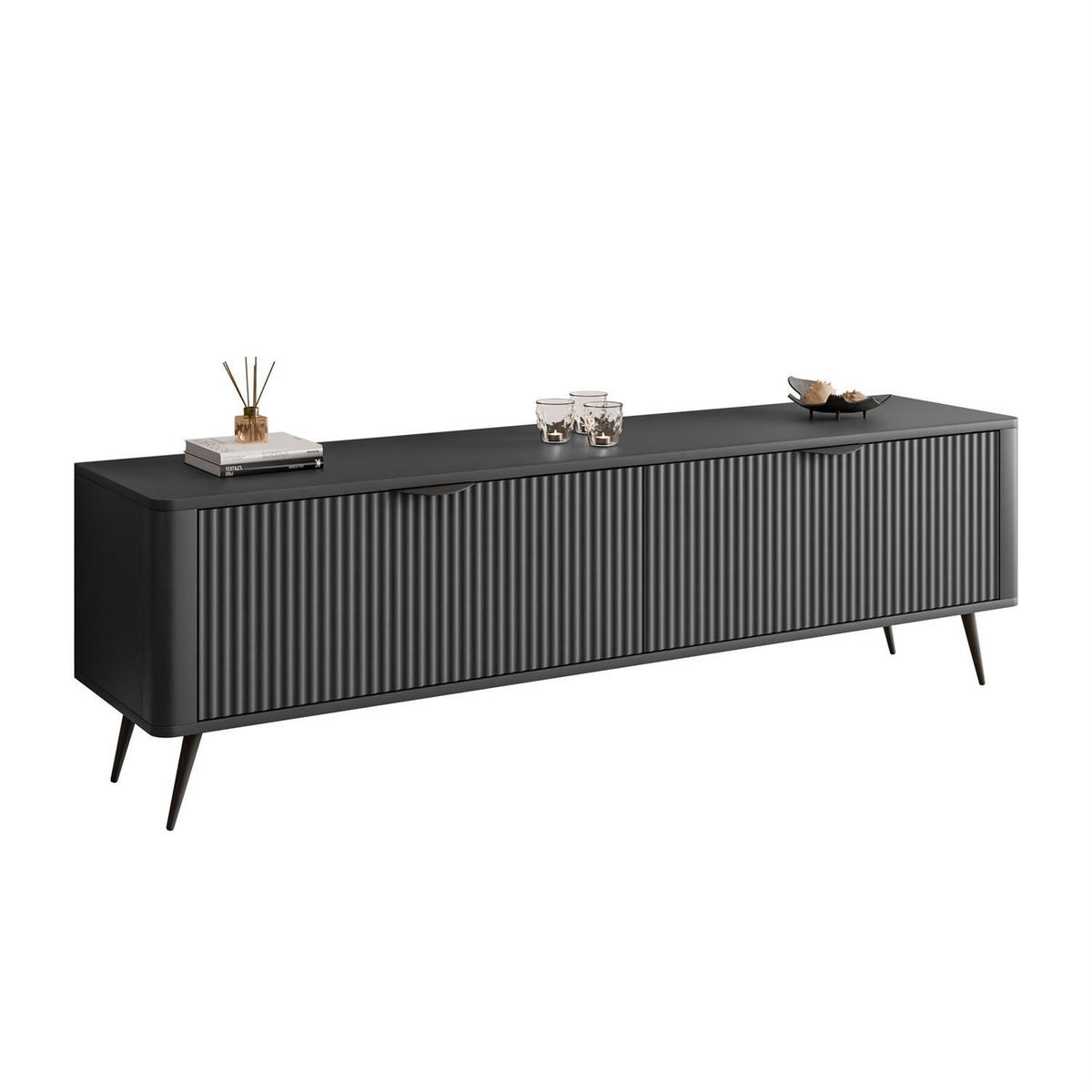 TV-UNIT SCARLETT 2D 163 CM SCHWARZ - Schwarz, Holzwerkstoff (163/51/38cm) - Lookway