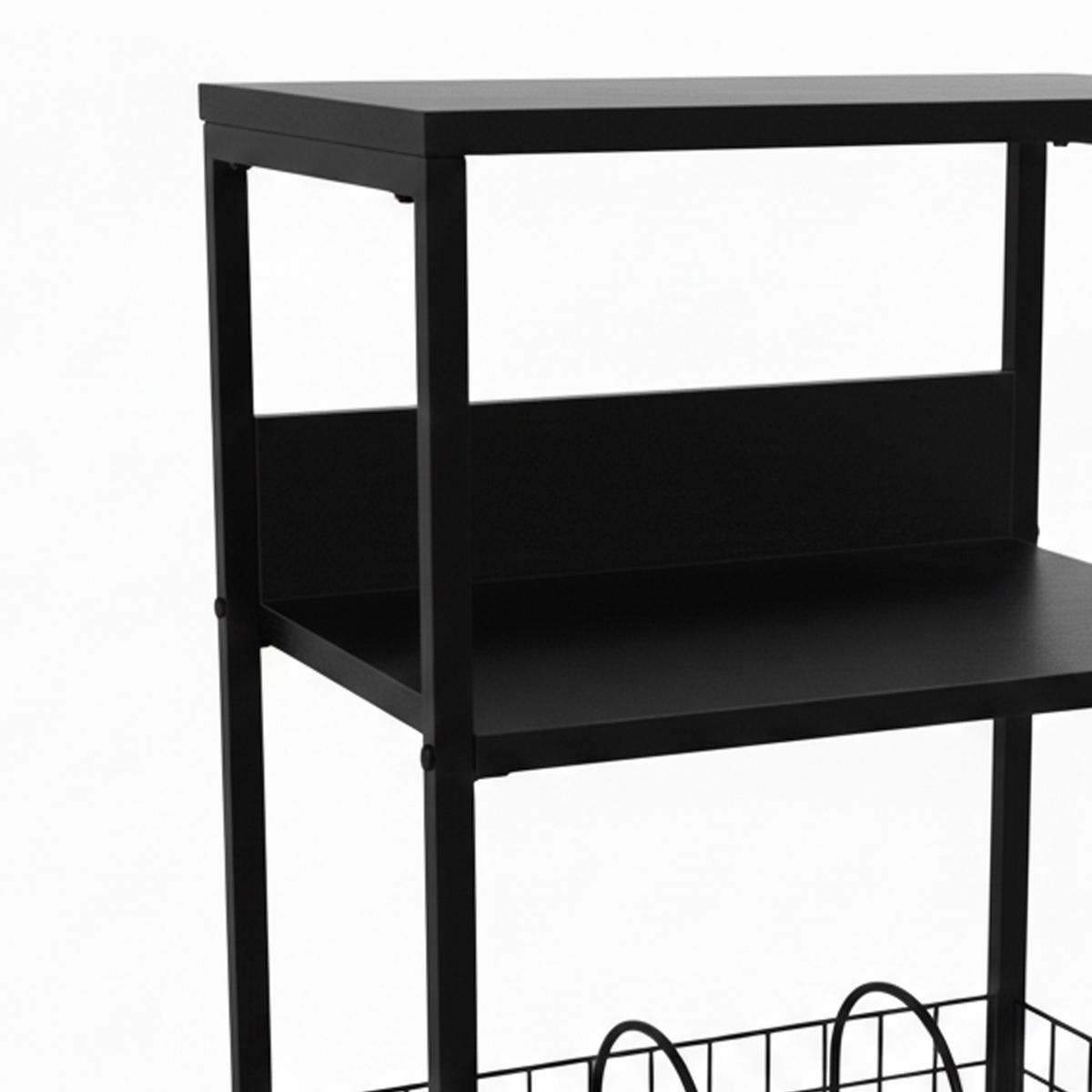 MIZA za plošče - črna, kovina/leseni material (40/65/30cm) - Relaxdays