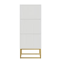 SCHUHSCHRANK Veldio mit 3 Klappen Weiß mit goldenem Metallgestell 50 cm - Goldfarben/Weiß, Holzwerkstoff/Metall (50/125/30cm) - Selsey