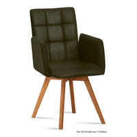 ARMLEHNSTUHL (2er-Set) Dione 52x91x60 Eiche geölt/Khaki - Dunkelgrün/Eichefarben, Kunststoff (60/91/52cm) - 58aufmkessel