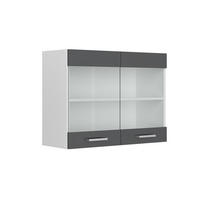 KÜCHENGLASSCHRANK R-Line Anthrazit Hochglanz 80 cm - Schwarz Hochglanz/Anthrazit, Holzwerkstoff (80/60/31cm) - Vicco