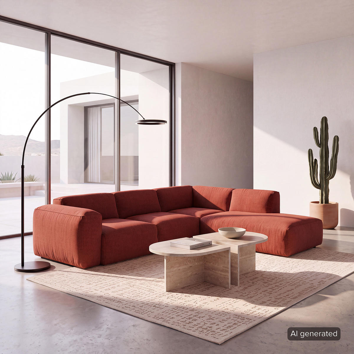 3-SITZER ECKSOFA mit Recamiere - Rot/Schwarz, Kunststoff/Textil (295/231cm) - home24