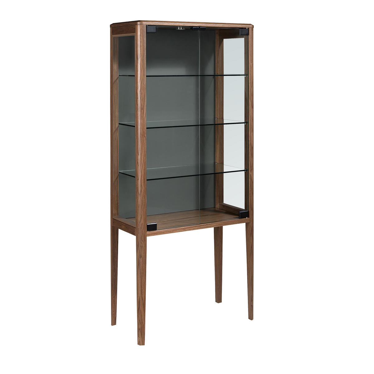 HIGHBOARD aus gehärtetem Glas und Nussbaum mit Innenbeleuchtung 80/40/180 cm - Dunkelgrün/Transparent, Glas/Holzwerkstoff (80/180/40cm) - ANGEL CERDA