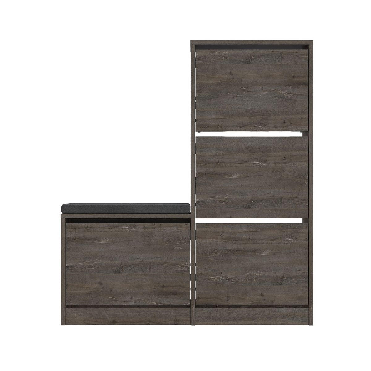 SCHUHSCHRANK 4 Türen L105 cm - Dude - Graubraun, Holzwerkstoff (26/118.5/105cm) - Calicosy