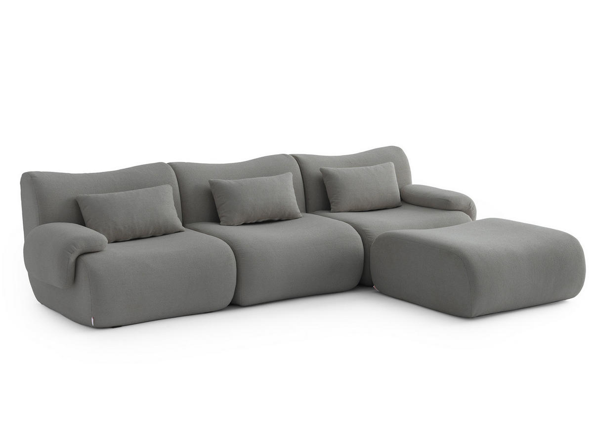 ECKSOFA Bouclé-Stoff Wolkengrau - Grau, Textil (281/190cm) - MILYsofa