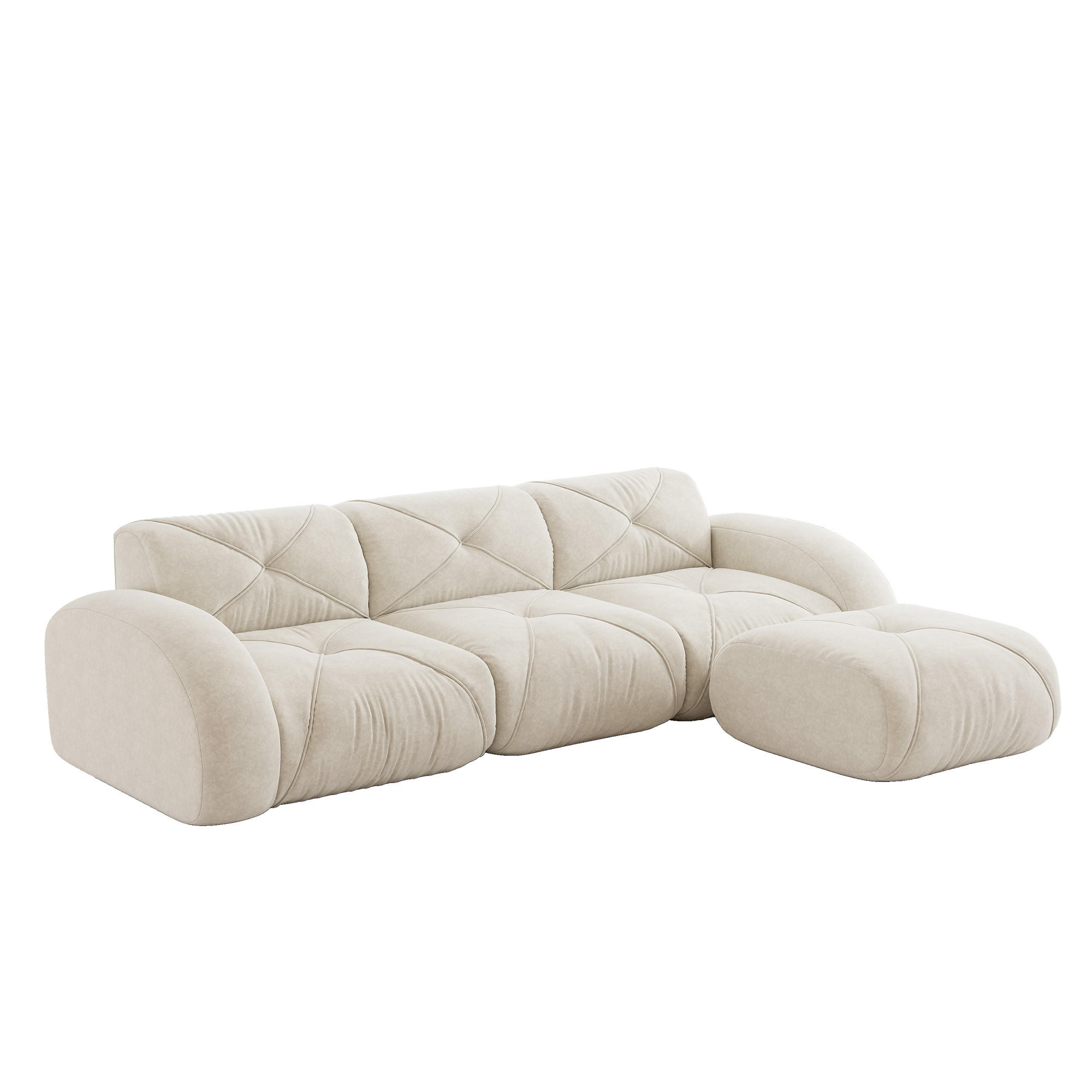 ECKSOFA 281x171x76 cm aus Chenille rahmenlos modular mit Hockern, weiß - Weiß, Textil (171/281cm) - Luhomfu
