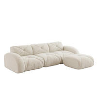 ECKSOFA 281x171x76 cm aus Chenille rahmenlos modular mit Hockern, weiß - Weiß, Textil (171/281cm) - Luhomfu